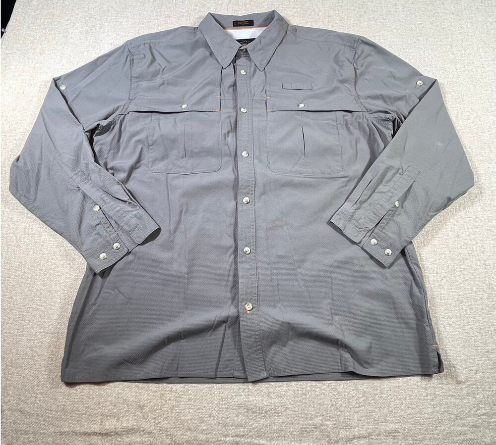 Orvis Trout Bum Men’s XL Gray Long Sleeve Button Front Vented Fishing Shirt